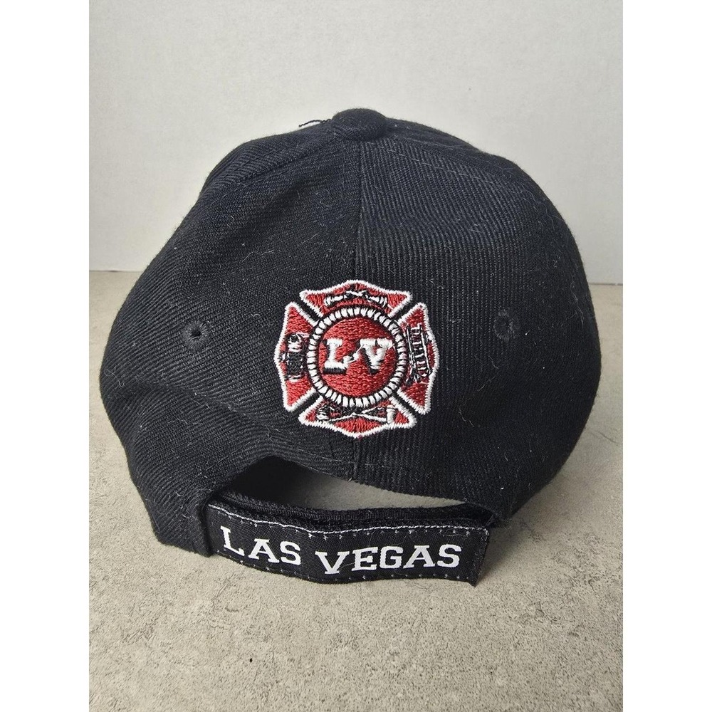 Chelona Hat Mens OS Black Las Vegas Fire Dept Flame Baseball Cap Biker Y2K - Picture 3 of 8